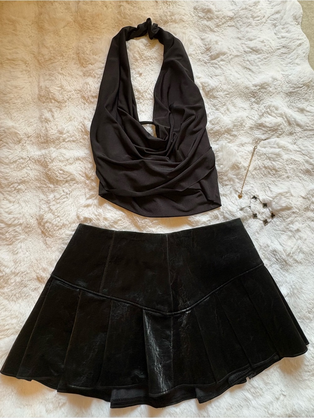 Windsor Black Halter Top with Draped Neckline